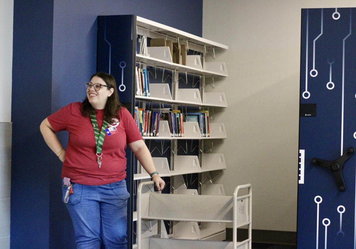 Librarian Sydney Woolsey has been hard at work getting her library ready for when school starts. 