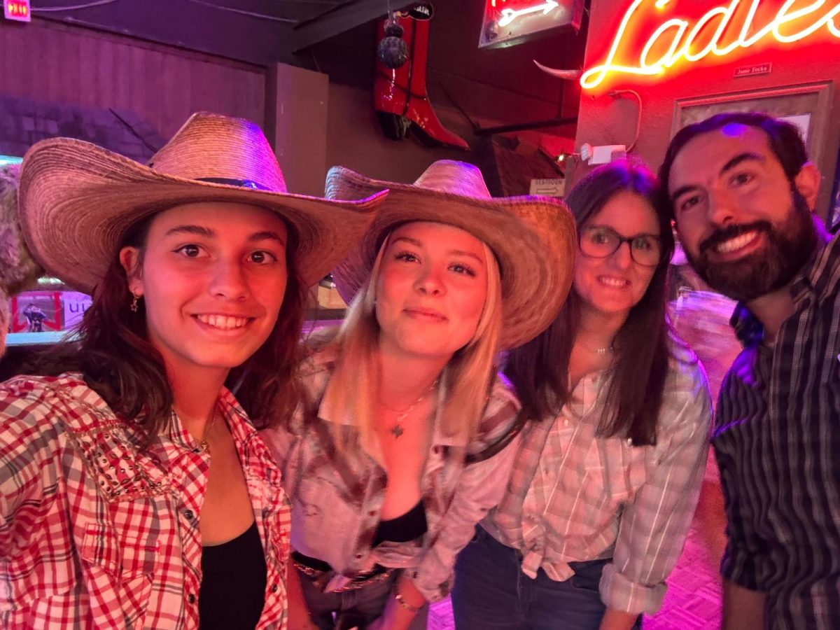 Concepcion Martinez Olivares, Ronja Schaefer and her host family the Peppers at Billy Bob's Texas in Fort Worth. 